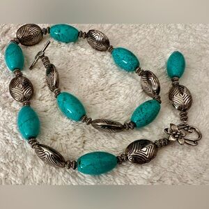 Artisan Bohemian Vintage Turquoise Sterling Silver Necklace - Handmade & Heavy!